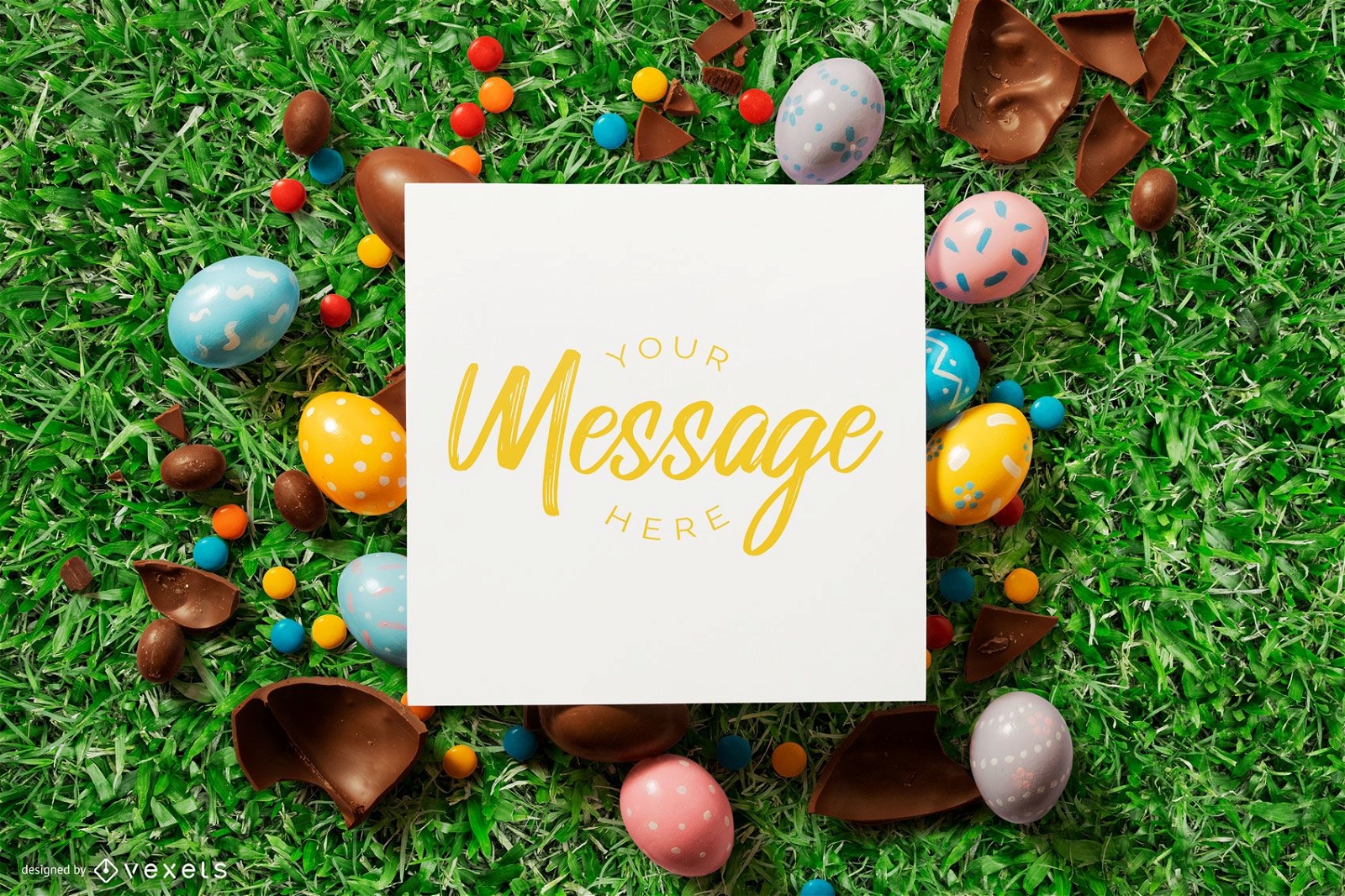 Easter eggs card mockup design