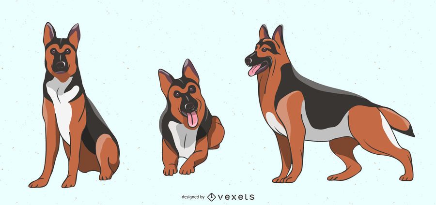 German shepherd dog illustration set German shepherd dog illustration set