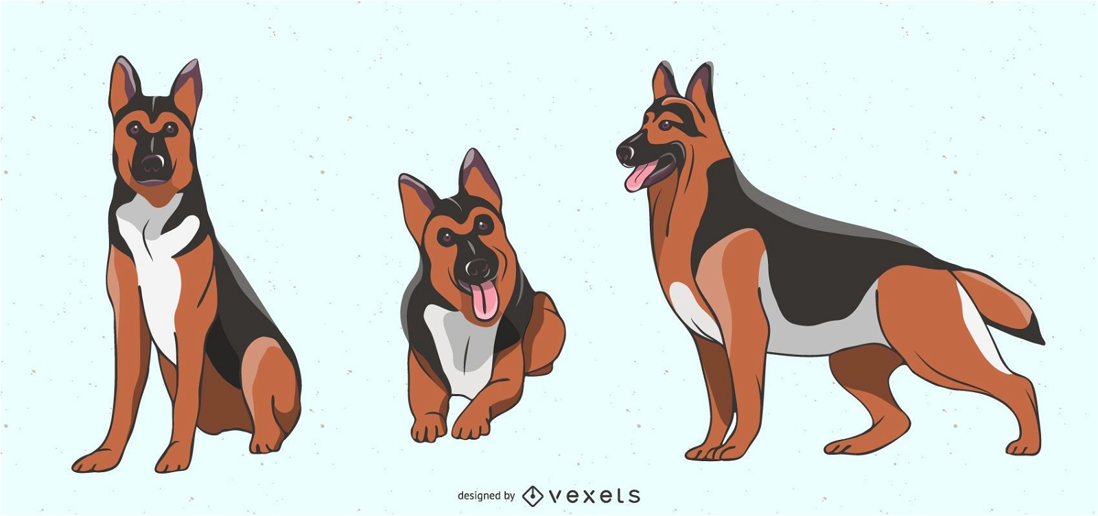 German shepherd dog illustration set