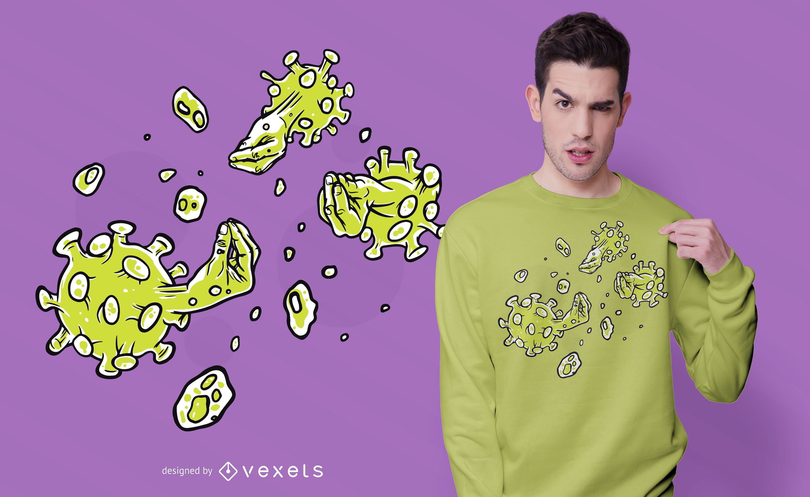 Diseño de camiseta de mano italiana Coronavirus