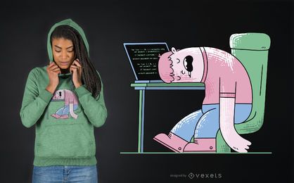 Homem dormindo na mesa de design de camiseta Homem dormindo na mesa de design de camiseta