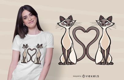 Siamese cats heart t-shirt design Siamese cats heart t-shirt design