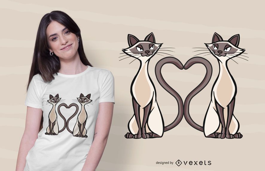 Siamese cats heart t-shirt design Siamese cats heart t-shirt design