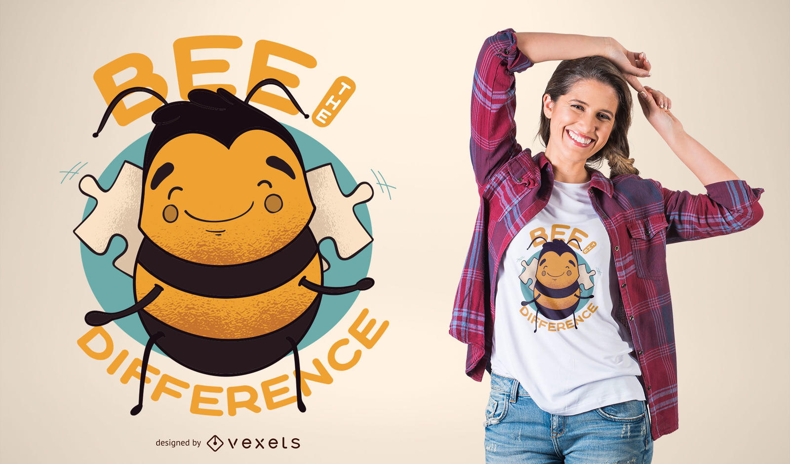 Abelha a diferença design fofo de camiseta