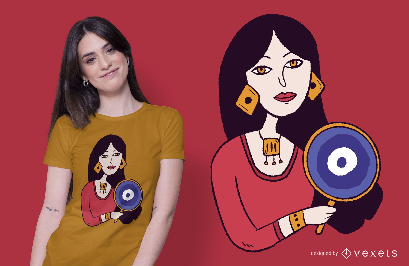 Woman mirror t-shirt design