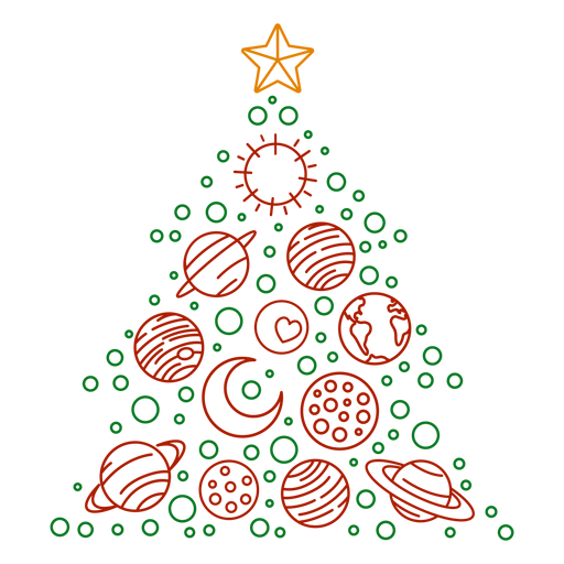 Christmas tree planets PNG Design