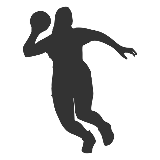 Female handball jumping silhouette PNG Design