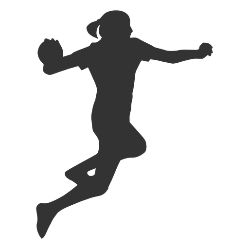 Female handball jumping with ball silhouette - Transparent PNG & SVG ...