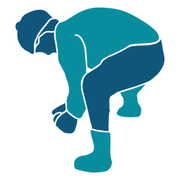 Niño haciendo bolas de nieve personaje en cuclillas Diseño PNG
