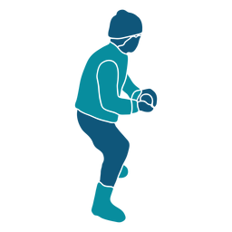 Niño lanzando bola de nieve personaje de vista posterior Diseño PNG