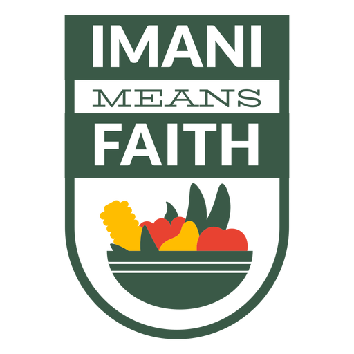 Kwanzaa badge imani means faith lettering