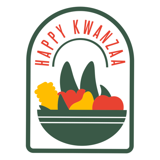 Kwanzaa badges fruits lettering