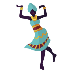 Personagem Kwanzaa dançando mulher azul Desenho PNG