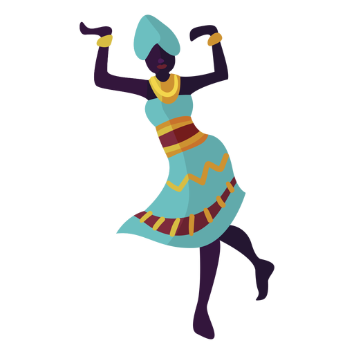 Kwanzaa character dancing woman blue PNG Design
