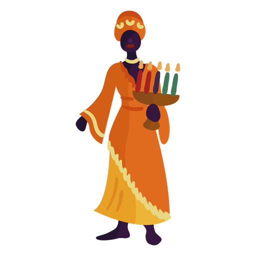 Kwanzaa character woman with lampstand