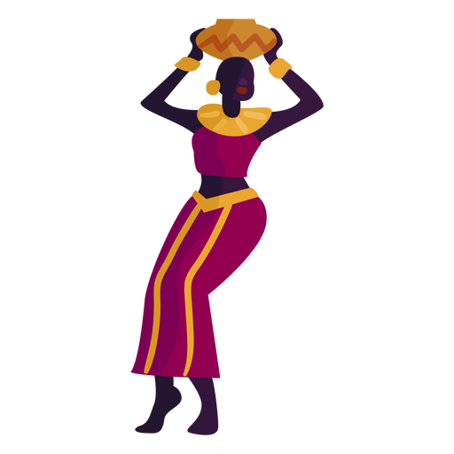 Kwanzaa personagem mulher com pote Desenho PNG