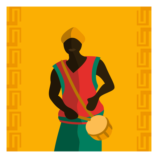 Hombre de ilustración de Kwanzaa con tambor Diseño PNG