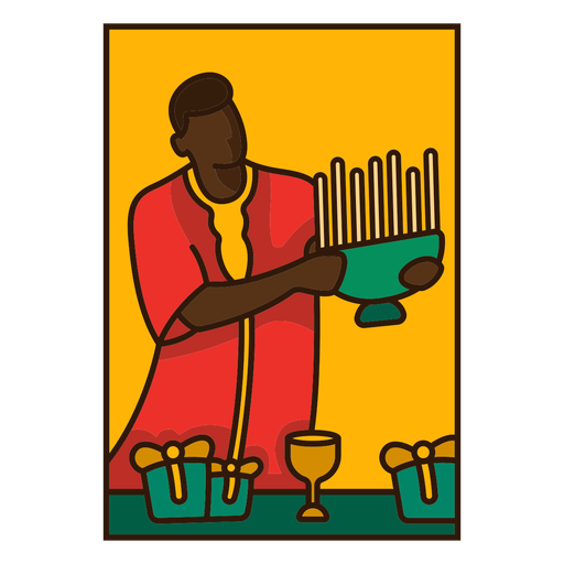 Hombre de ilustración de Kwanzaa con candelero Diseño PNG