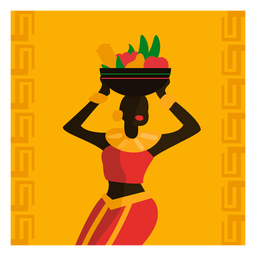 Mulher de ilustração Kwanzaa com grito de frutas Desenho PNG