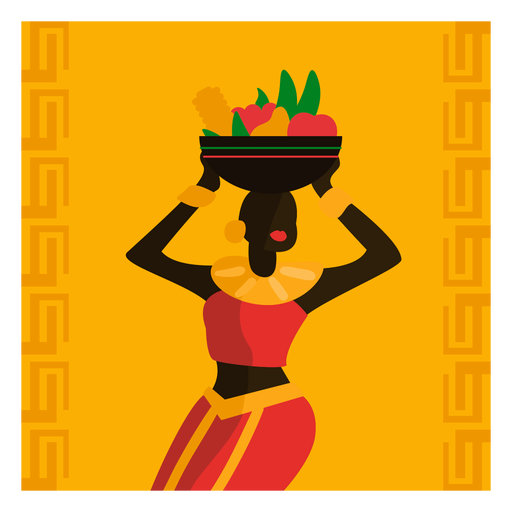 Mujer de ilustraci?n de Kwanzaa con grito de fruta Diseño PNG