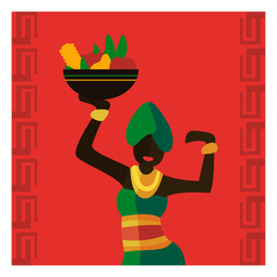 Kwanzaa illustration woman with fruit bawl dancing PNG Design Transparent PNG