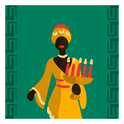Mujer de ilustración de Kwanzaa con candelero