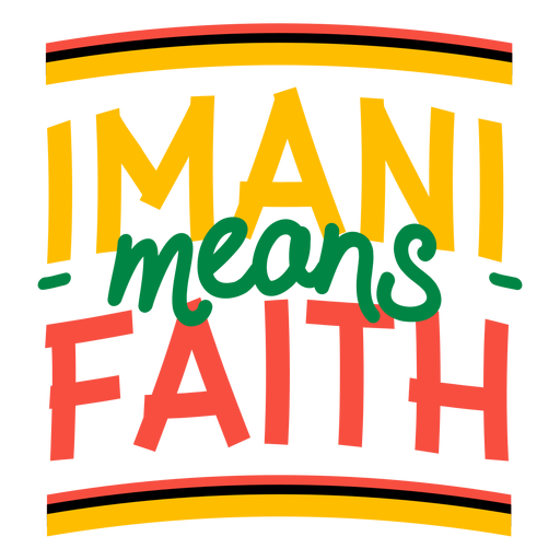 Kwanzaa Schriftzug Imani bedeutet Glaube PNG-Design