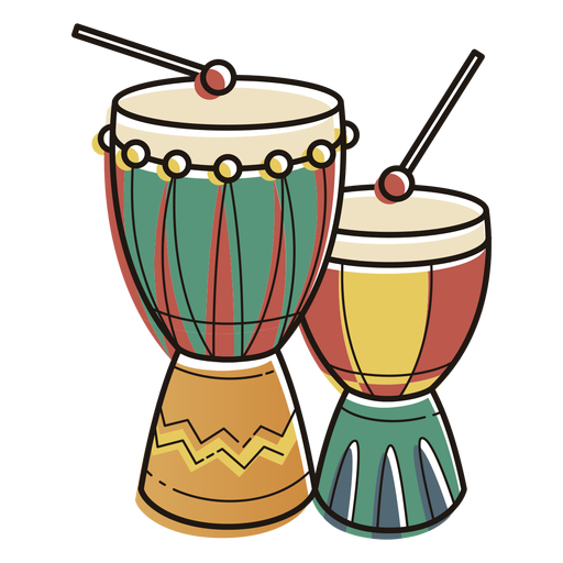 Kwanzaa symbols drums color stroke
