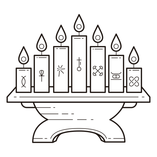 Kwanzaa Symbole Leuchter Strich PNG-Design