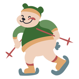 Carácter animal de invierno oso esquí color Diseño PNG