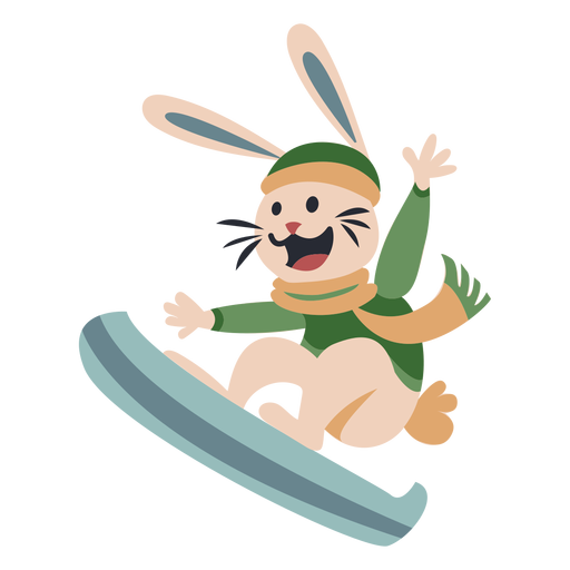 Winter animal character bunny snowboard color - Transparent PNG & SVG