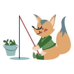 Animal de inverno cor de pesca de raposa Desenho PNG