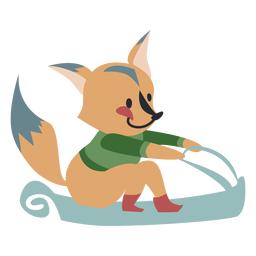 Invierno carácter animal fox trineo color Diseño PNG