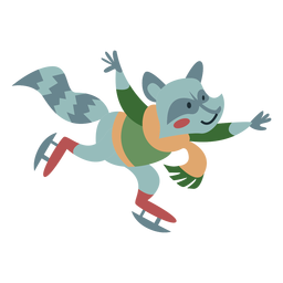 Cor de patins de guaxinim de personagem animal de inverno Desenho PNG
