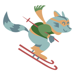 Animal de inverno guaxinim esqui cor Desenho PNG