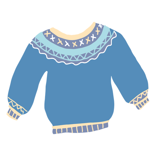 Winter blue sweater flat - Transparent PNG & SVG vector file