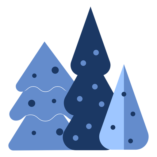 Winterblaue Bäume flach PNG-Design