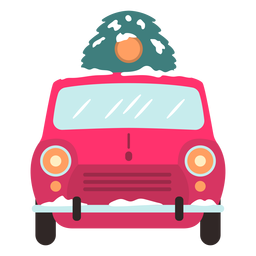 Winter car front view red PNG Design