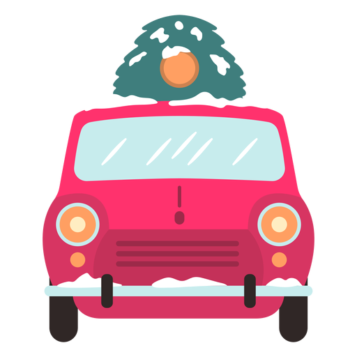 Winter car front view red - Transparent PNG & SVG vector file