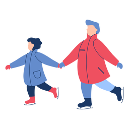 Winter Familie Schlittschuhe flach PNG-Design
