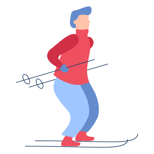 Winter man skiing flat PNG Design