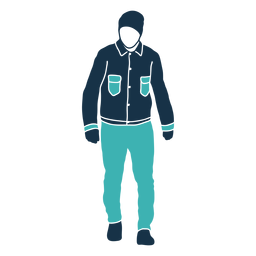 Winter man jacket hat character PNG Design