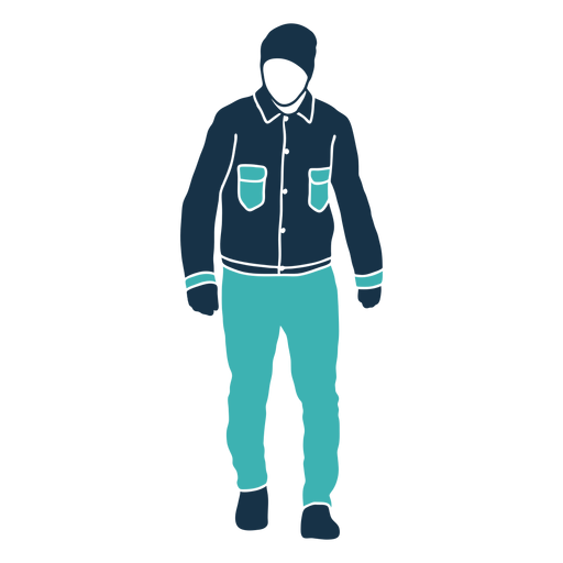 Winter man jacket hat character PNG Design