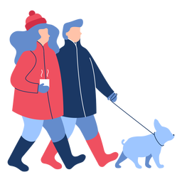 Invierno gente perro plano Diseño PNG