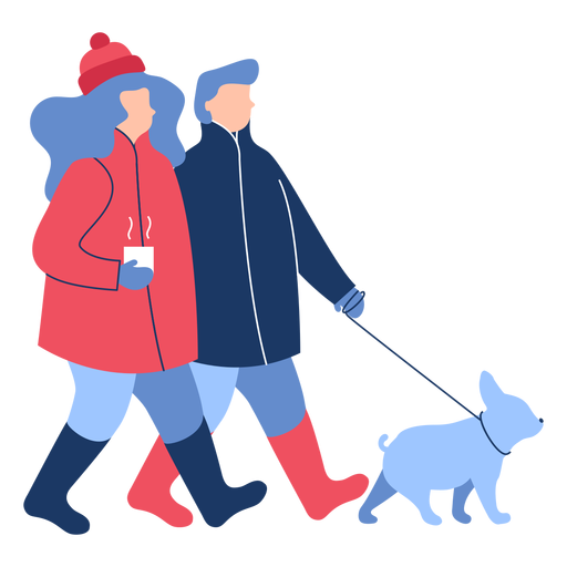 Invierno gente perro plano Diseño PNG