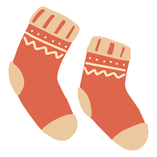 Winter red socks flat PNG Design