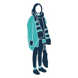 Personagem de casaco de mulher de inverno Transparent PNG