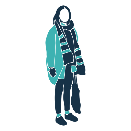 Personagem de casaco de mulher de inverno Desenho PNG