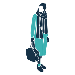 Winter woman scarf bag character PNG Design