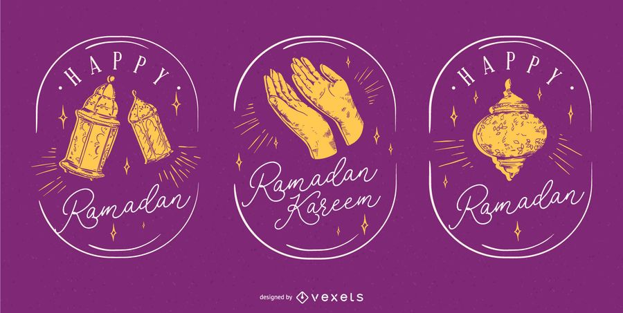 Ramadan Hand Drawn Badge Set Ramadan Hand Drawn Badge Set